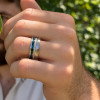 Bague homme en carbure de tungstène turquoise et corne – 8 mm