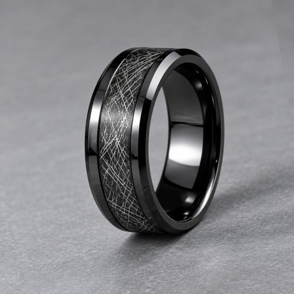 Bague personnalisee alliance anneau Tungstene noir