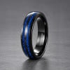 6mm Bague mariage personnalisee tungstene noir lignes bleues bois
