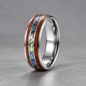 Bague Alliance Carbure de Tungstène Incrustation Bois & Nacre