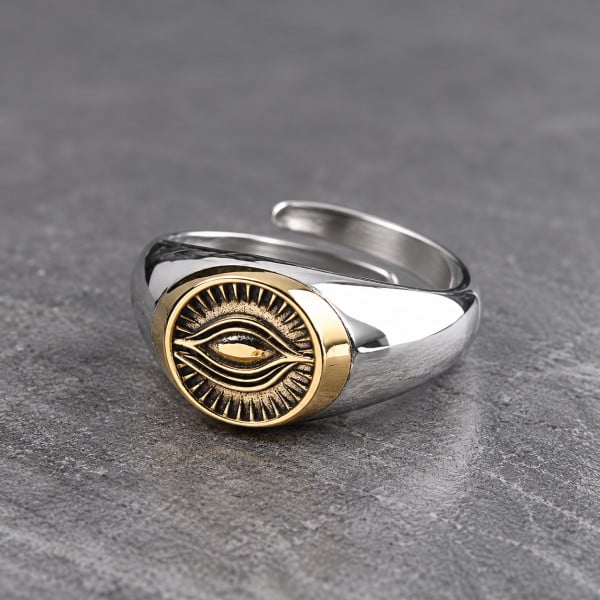 Bague homme argent ouverte oeil de la providence franc maçonnerie