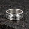 Bague homme argent dome tournant double ligne motif grecque