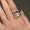 Bague ouverte argent goutte eau polie
