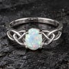 Bague argent 925 rhodie celtique opale ovale