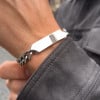 Bracelet gourmette homme acier inoxydable gravure personnalisee