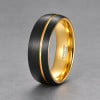 Bague alliance dome tungstène rainuré plaqué or personnalisable