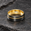 Bague alliance dome tungstène rainuré plaqué or personnalisable