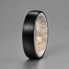 Bague tungstène noir et corne alliance pour homme femme