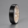 Bague tungstène noir et corne alliance pour homme femme