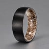 Bague tungstène noir et corne alliance pour homme femme