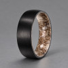Bague tungstène noir et corne alliance pour homme femme