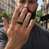 Bague tungstène noir et corne alliance pour homme femme