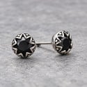 Boucles d'oreilles clous argent homme femme onyx noir