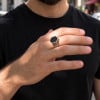 Bague argent ouverte chevalière hexagone