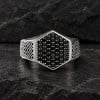 Bague argent ouverte chevalière hexagone