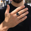 Bague argent ouverte chevalière hexagone