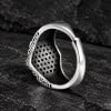 Bague argent ouverte chevalière hexagone