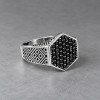 Bague argent ouverte chevalière hexagone