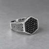 Bague argent ouverte chevalière hexagone