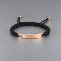 Bracelet personnalise couple nylon tresse zirconium plaque acier