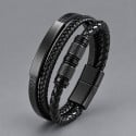 Bracelet personnalisable cuir homme multi ligne gourmette acier