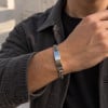 M Bracelet personnalise noir gourmette acier homme personnalisable