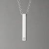 S Pendentif personnalise collier couple barre acier serti zirconium a graver