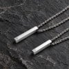 Pendentif personnalise collier couple barre acier serti zirconium a graver