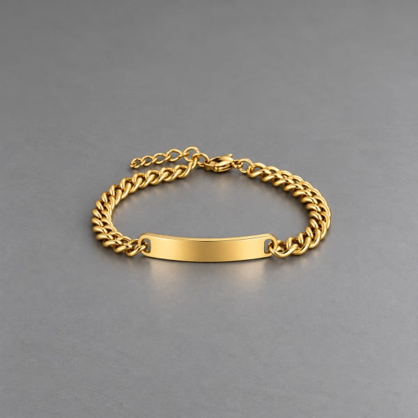 L Bracelet personnalise homme gourmette dore chaine gravure personnalise