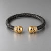 D Bracelet jonc cuir tressé tête de mort