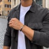 M Bracelet jonc cuir tressé tête de mort