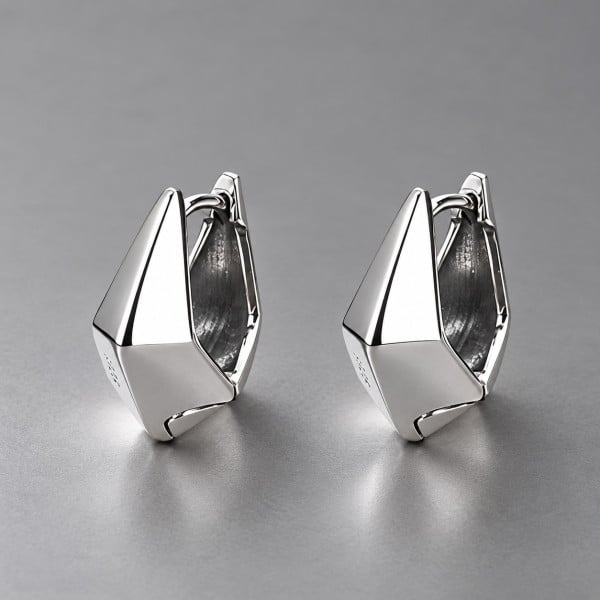 Boucles d'Oreilles Créoles Carrées Argent 925 Design Géométrique