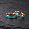 Bague homme tungstene anneau ruban turquoise a graver