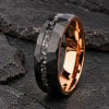 Bague Tungstène Noir Brossé martelé serti Marbre
