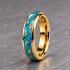 Bague homme tungstene anneau ruban turquoise a graver