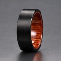 Customizable wood brushed tungsten ring