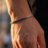 Bracelet jonc en acier inoxydable à motifs tressés – Ajustable et mixte