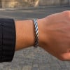 Bracelet jonc torsadé en acier inoxydable – Ajustable 7 mm pour homme et femme