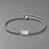 M Bracelet homme en acier inoxydable avec plaque rectangulaire personnalisable