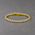 Bracelet tennis femme en acier inoxydable plaqué or avec zirconiums ovales