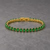 Bracelet tennis femme en acier inoxydable plaqué or avec zirconiums ovales