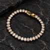 Bracelet tennis femme en acier inoxydable plaqué or avec zirconiums ovales