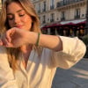 Bracelet tennis femme en acier inoxydable plaqué or avec zirconiums ovales