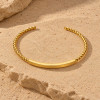 Bracelet jonc gourmette femme en acier inoxydable plaqué or – Personnalisable et ajustable