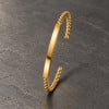 Bracelet jonc gourmette femme en acier inoxydable plaqué or – Personnalisable et ajustable