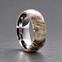 Alianza de titanio y cuerno natural – Anillo bombé personalizable 8 mm