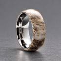 Alliance en titane et corne naturelle – Bague bombée personnalisable 8 mm