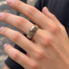 Alliance en titane et corne naturelle – Bague bombée personnalisable 8 mm