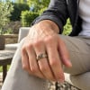 Alliance en titane et corne naturelle – Bague bombée personnalisable 8 mm
