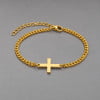 Bracelet femme avec croix en acier inoxydable – Personnalisable et ajustable